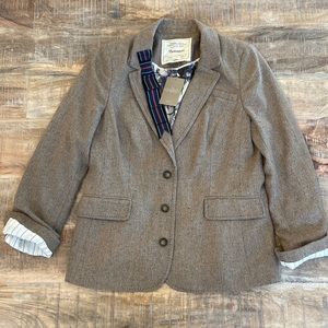 Anthropologie Cartonnier Brown Tweed Suit Coat Jacket!